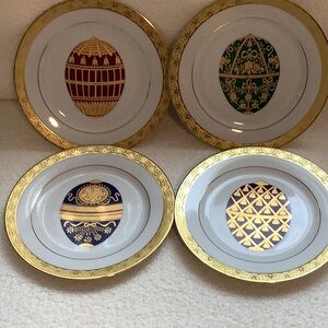 Stunning Faberge Design #9408 Set of 4 Decorative Plates New SEE ALL PICS.